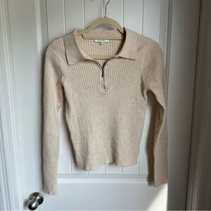 Z Supply Cream Ribbed Long Sleeve Top